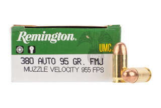Remington UMC 380 ACP 95gr Full Metal Jacket Ammo comes in a box of 50